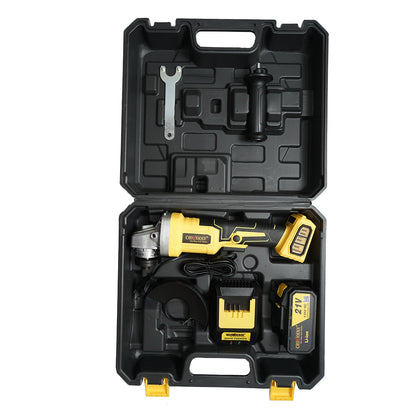 Cordless angle grinder with lithium battery 21V/4Ah, brushless motor, 3 speed settings, disc diameter 115mm Crownman