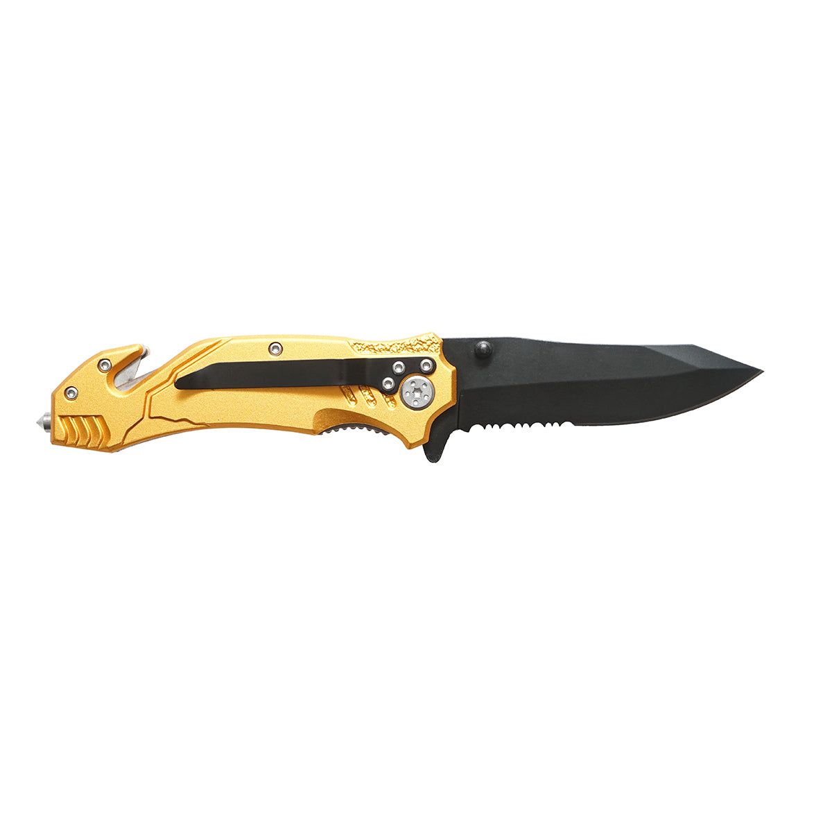 Multifunctional folding knife made of stainless steel, aluminum handle, belt clip 205mm Crownman