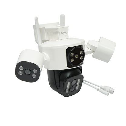 4-lens surveillance camera, 3 objectives 16 MP, WIFI 2.4GHz, 360-degree PTZ rotation with motion sensor, 10X zoom, alarm, IR night vision, human detection and IPC360 Home app.