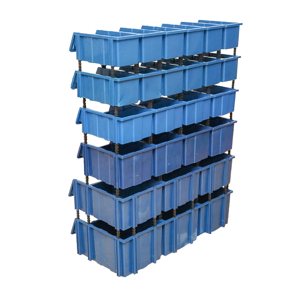 Stand with 26 boxes for storage / organization, blue plastic box, 1020x510x1350mm