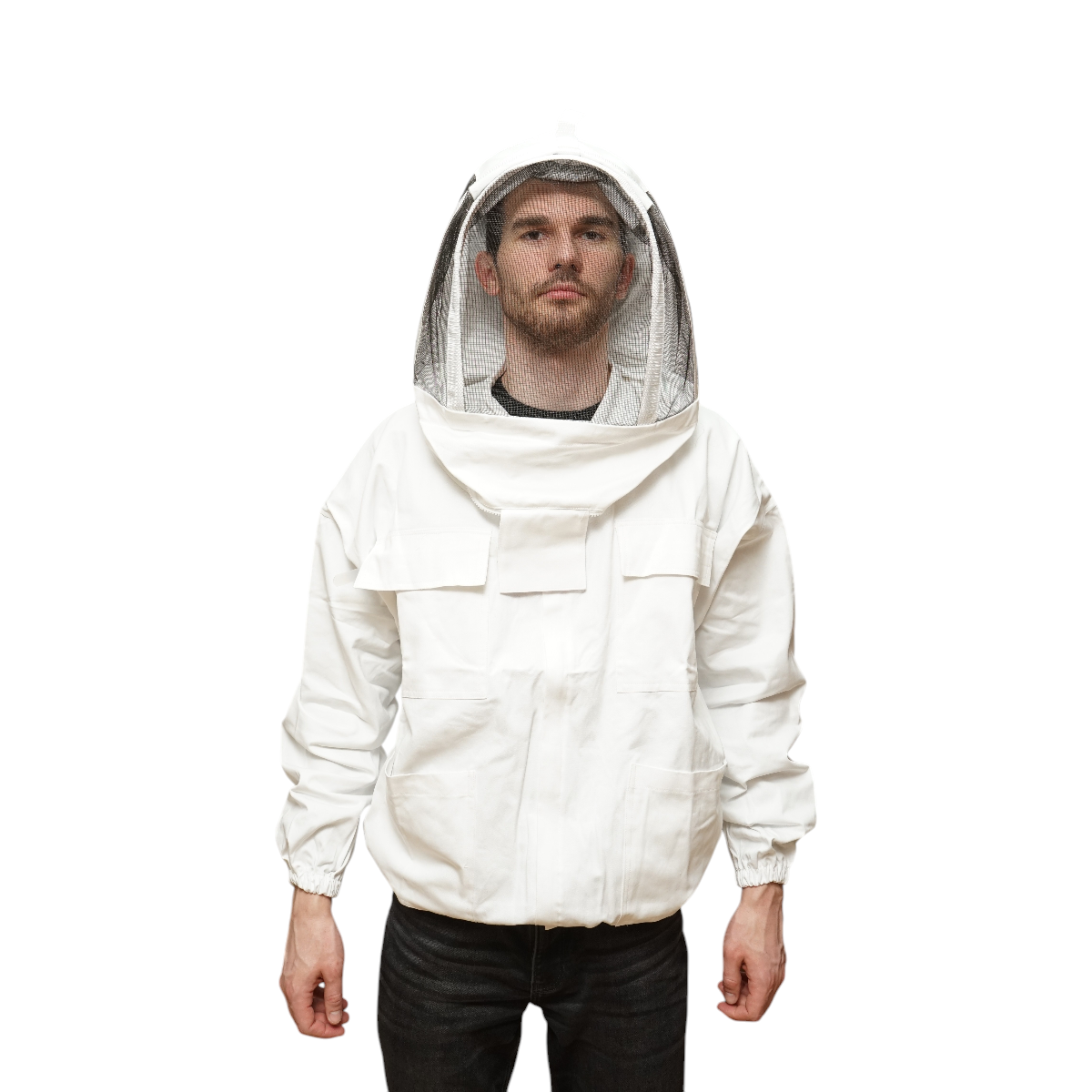 White beekeeping suit with hooded protective mask size L