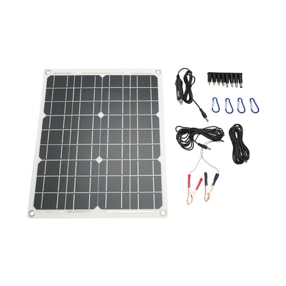 Portable solar photovoltaic system with a 20W panel and USB, Type-C voltage regulator for camping