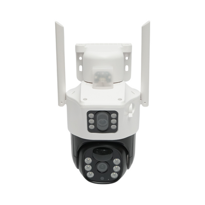 Dual lens surveillance camera 2x2MP, WIFI rotating with 7W solar panel, PTZ, 1080P, motion sensor, night vision, V380 Pro application