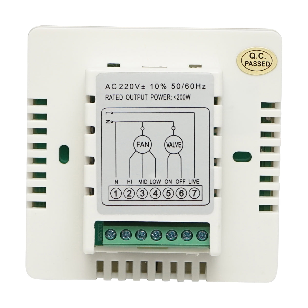 Wired thermostat for fan coil unit
