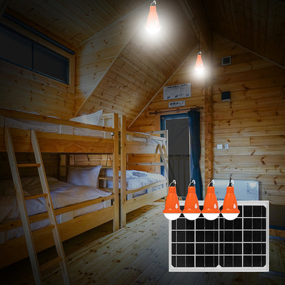 Lighting system with 4x16 LED bulbs, 5V/10W solar panel and remote control Breckner Germany