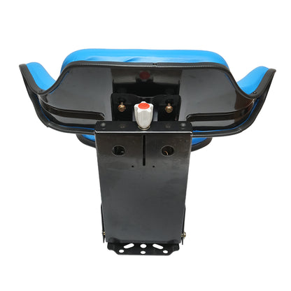 Blue tractor seat with triple adjustment and damper for UTB U-445 and U-650