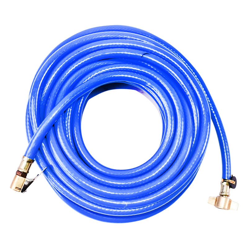 Blue compressor air hose L = 12 m with connecting heads for inflating tires