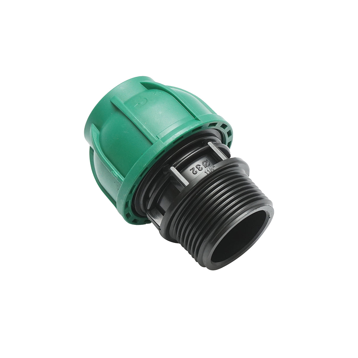 Compression connector with external thread D32mmx1-1/4 toll, PN10 bar for irrigation systems