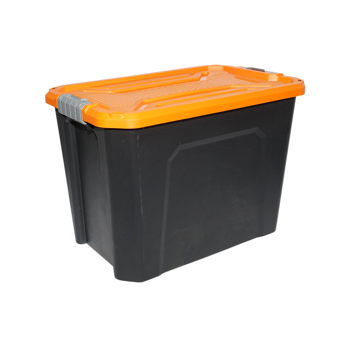 Box, heavy duty storage box 60L with lid, orange 580x380x405mm Breckner Germany