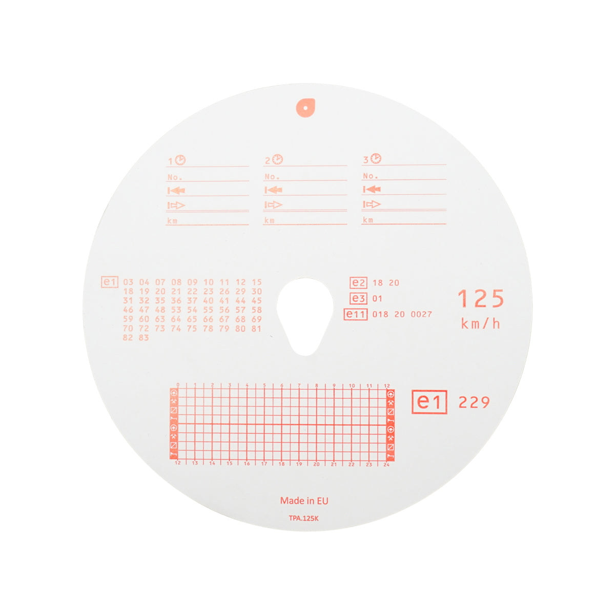 Analog tachograph diagram 125 km set 100/piece