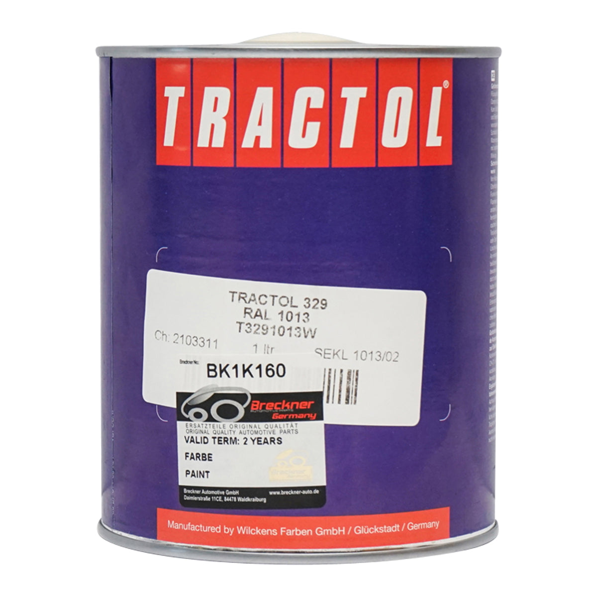 Bobcat type white automotive paint 1L Tractol