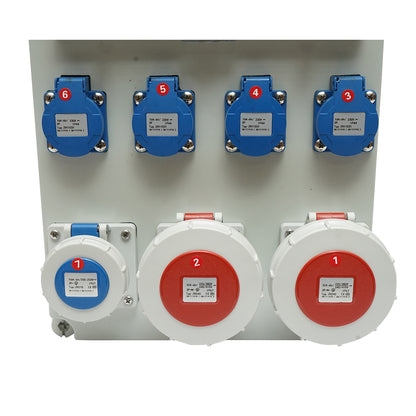 Group socket panel for site organization 4x230V/16A, 2x400V/32A, 1x250V/16A, 12 modules 400x300x186mm IP67 SUNTREE