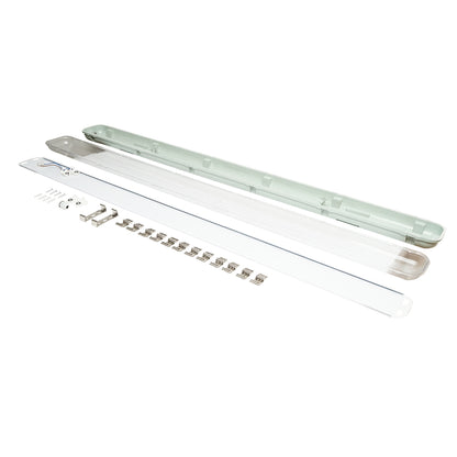 LED fluorescent tube light fixture 2x58W, 220V, 1560x130x90mm IP65 Breckner Germany