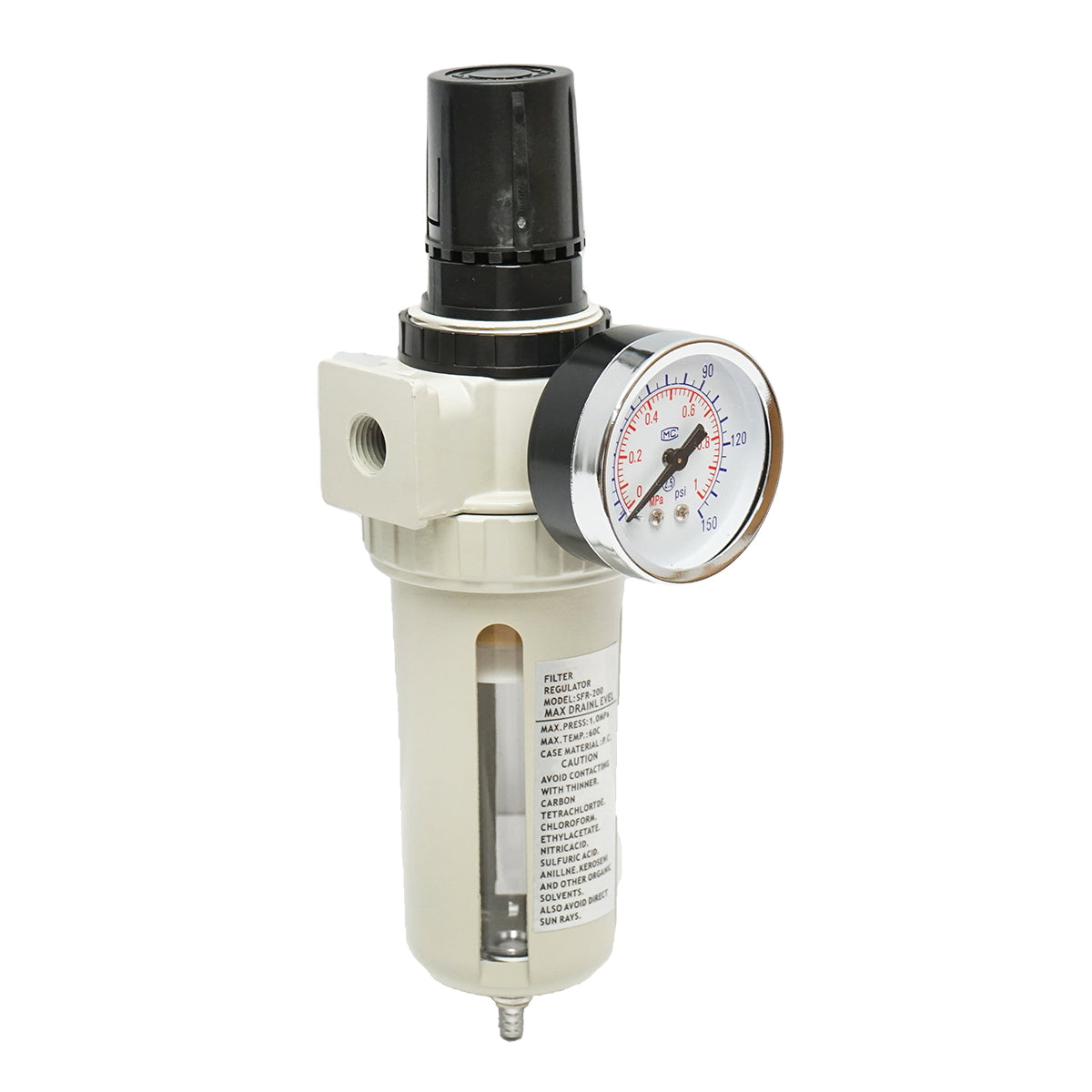 Air filter with pressure regulator max 1 Mpa, 150 psi Hoteche