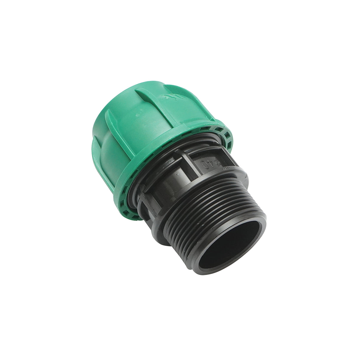 Compression connector with external thread D40mmx1-1/2 inch, PN10 bar for irrigation systems