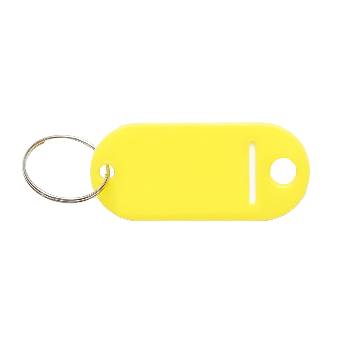 Yellow keychain with label