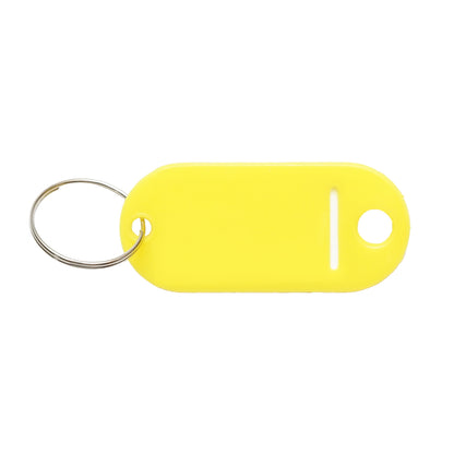 Yellow keychain with label