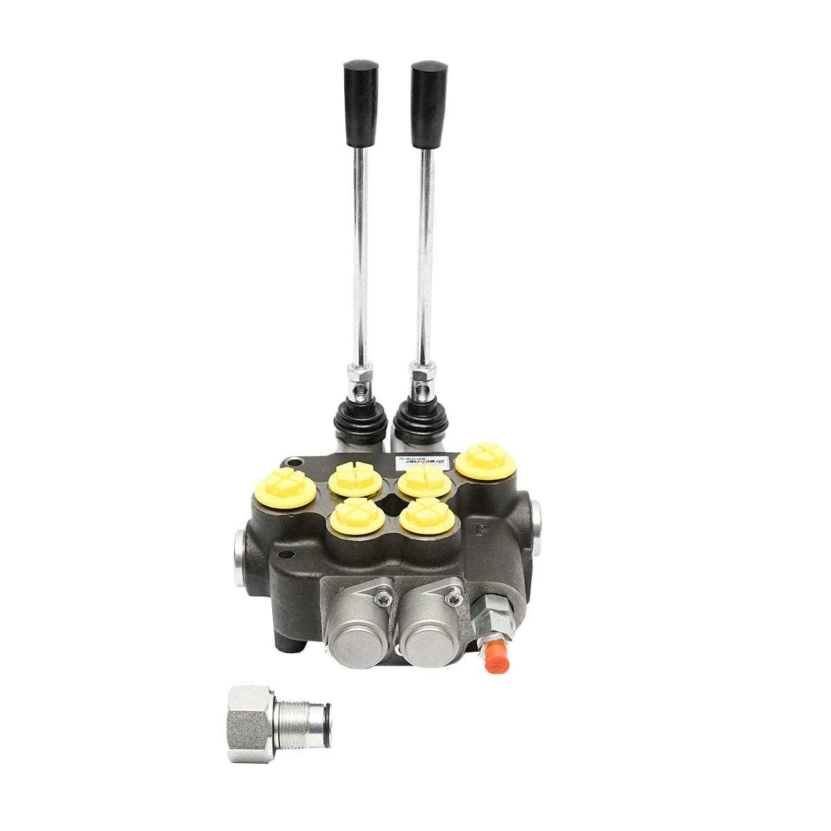 Hydraulic distributor with 2 levers, flow rate 80L/min with included lever and reduction -15 /+80 Breckner Germany