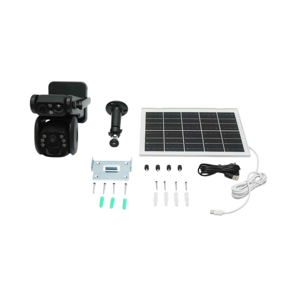 Surveillance camera with dual lens 6MP, 4G, WIFI 2.4 GHz with solar panel, 9000 mAh battery, PTZ control, motion sensor, PIR human detection, night vision and Ubox application