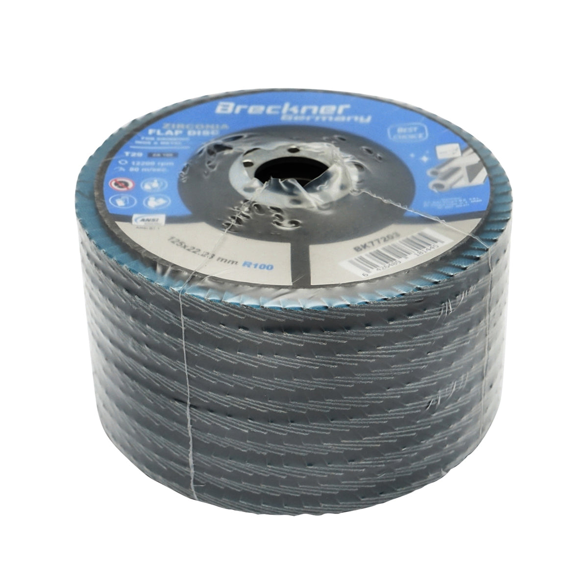 Zirconium abrasive grinding disc for cutting and polishing metal, stainless steel P100, 125mm Breckner Germany