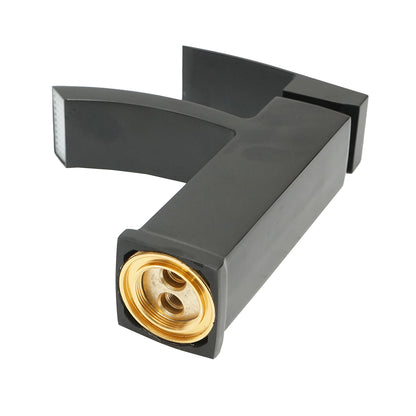 Cascade type sink faucet, single handle, matte black finish, zinc alloy material, accessories included