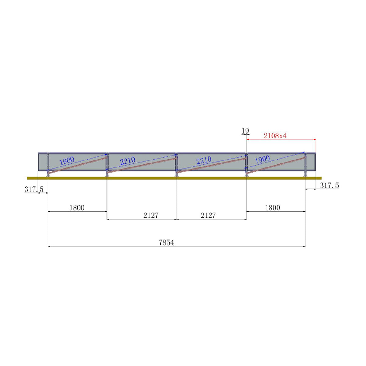 Complete mounting system, concrete structure for 4 photovoltaic solar panels at a 30-degree angle Breckner Germany