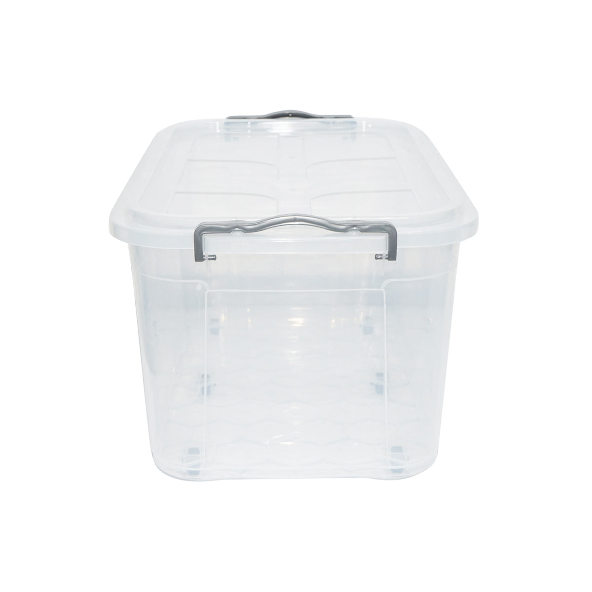 50L storage box with lid and wheels made of transparent plastic 400x630x320mm