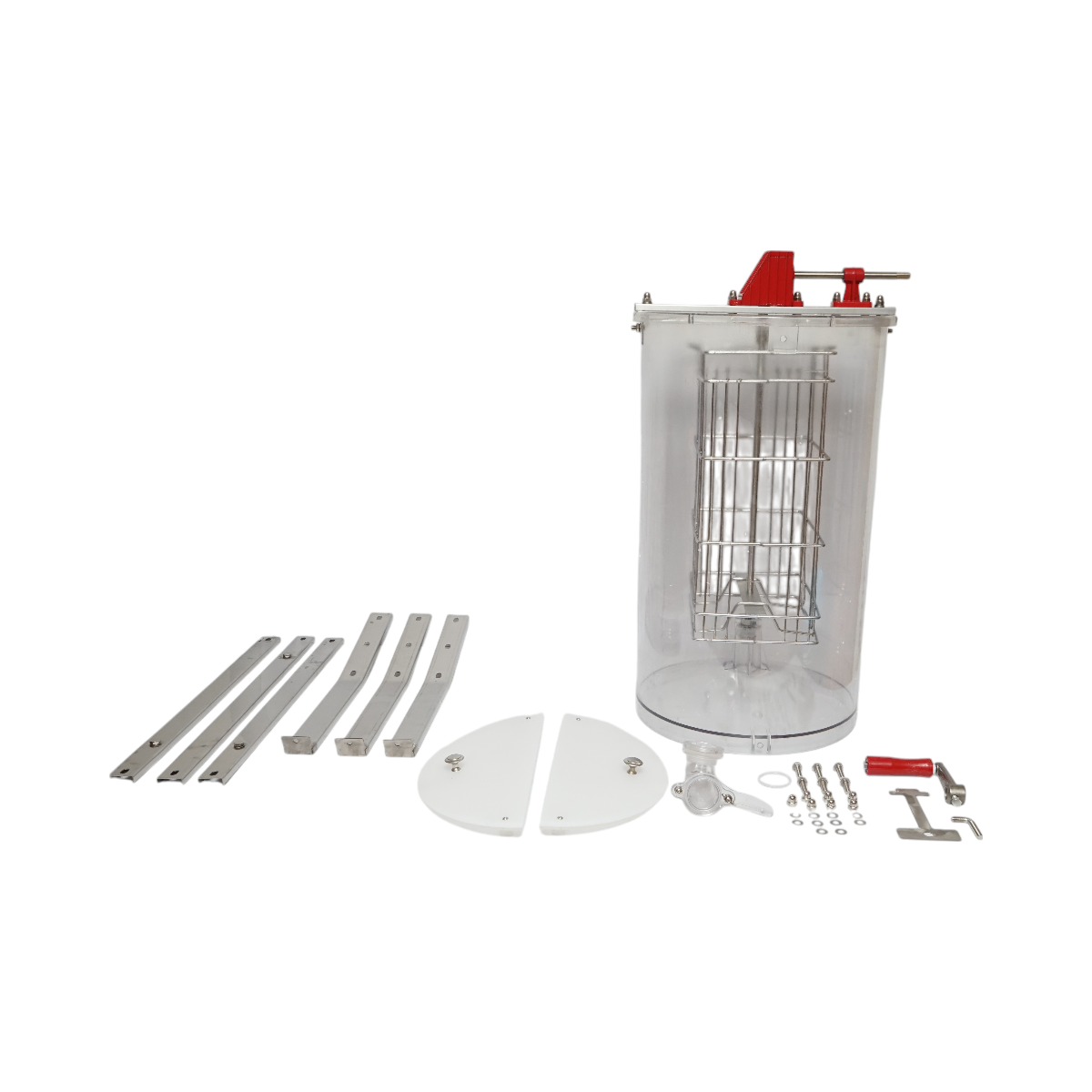 Manual beekeeping centrifuge, transparent honey extractor with 2 frames