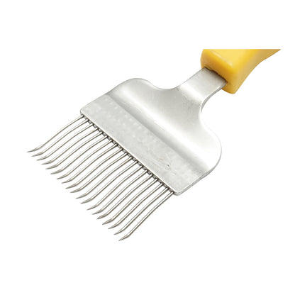 Bee fork for uncapping with bent stainless steel teeth and plastic handle, 210mm