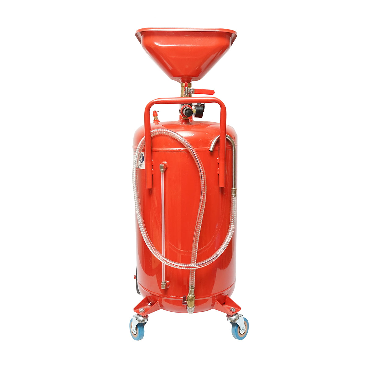 80L oil recoverer with funnel and pneumatic draining system