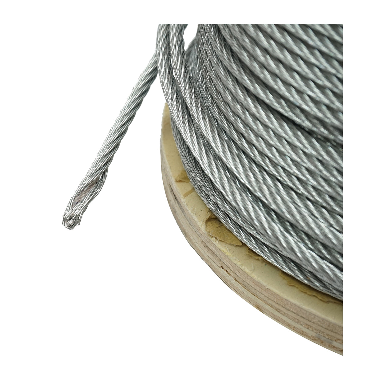 Galvanized steel cable with a diameter of 5mm, 6x7 wires, maximum load 1460Kg, weight 13.1Kg, 150m/roll