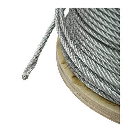 Galvanized steel cable with a diameter of 5mm, 6x7 wires, maximum load 1460Kg, weight 13.1Kg, 150m/roll