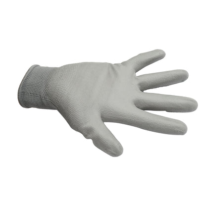 Gray polyester work gloves with PU immersion size 10 Breckner Germany