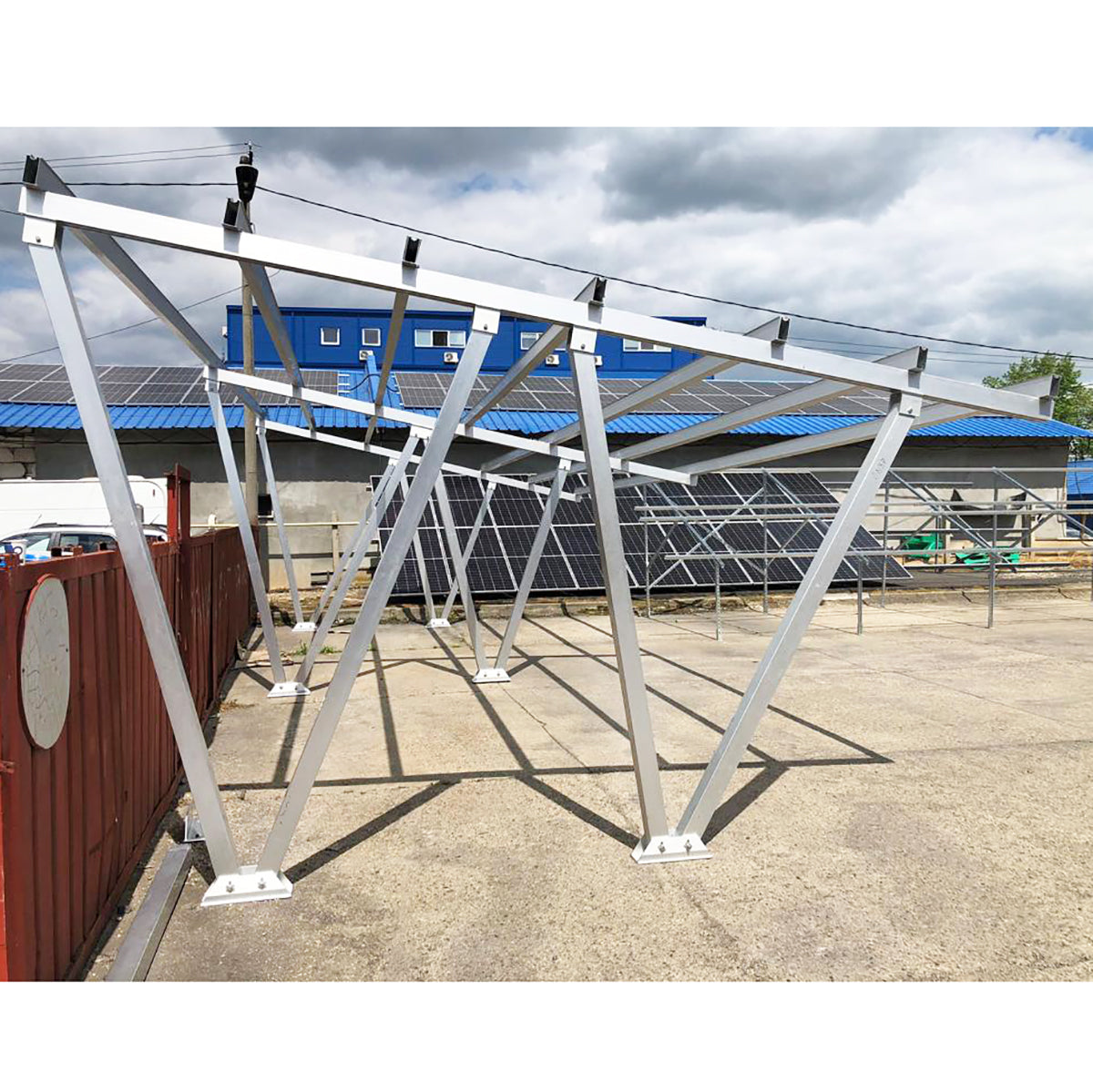 Carport for 4 cars made of aluminum with a printer system and solar photovoltaic panels 13.75KW