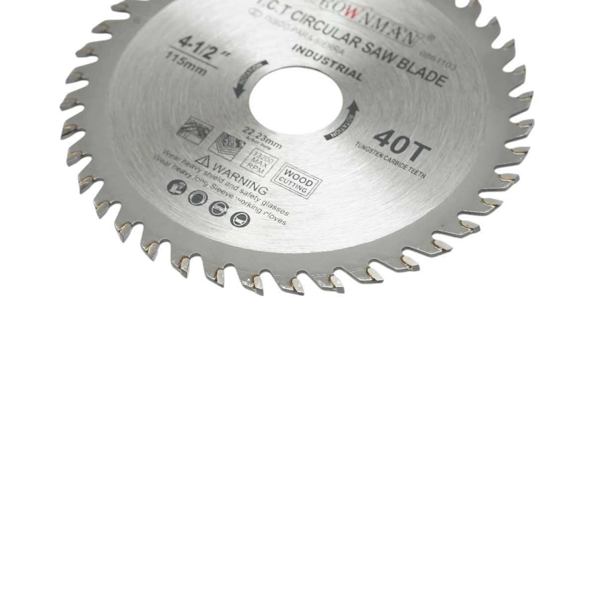 Crownman 115x22.23mm circular saw blade for wood, max speed 13200rpm, 40 teeth, industrial