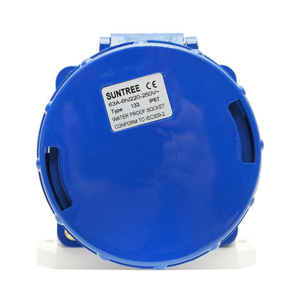 Surface-mounted industrial socket, single-phase 63A, 250V, IP67, 6H Suntree