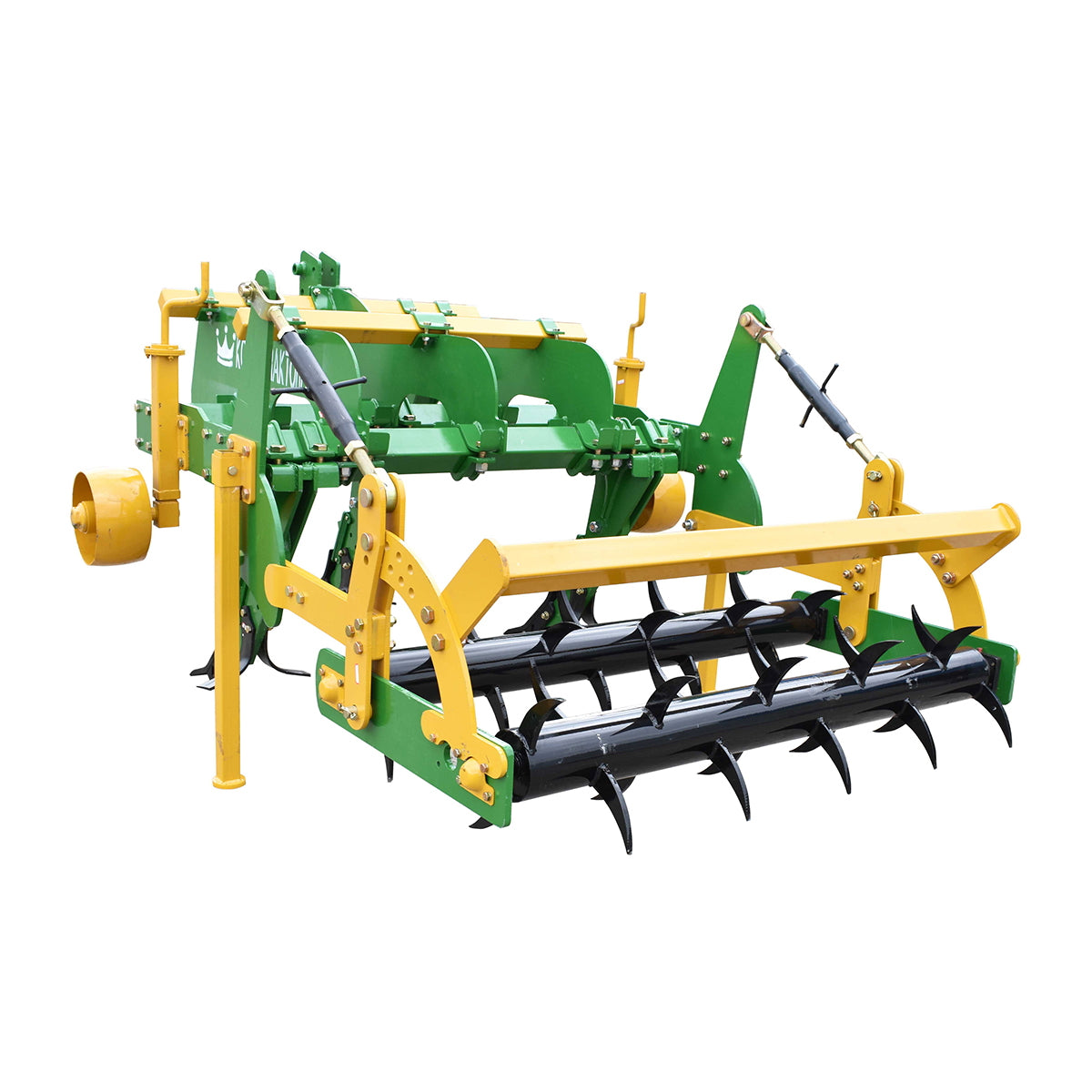 Scarifier with 3 fingers and 2 drums with spikes