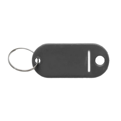 Black keychain with label
