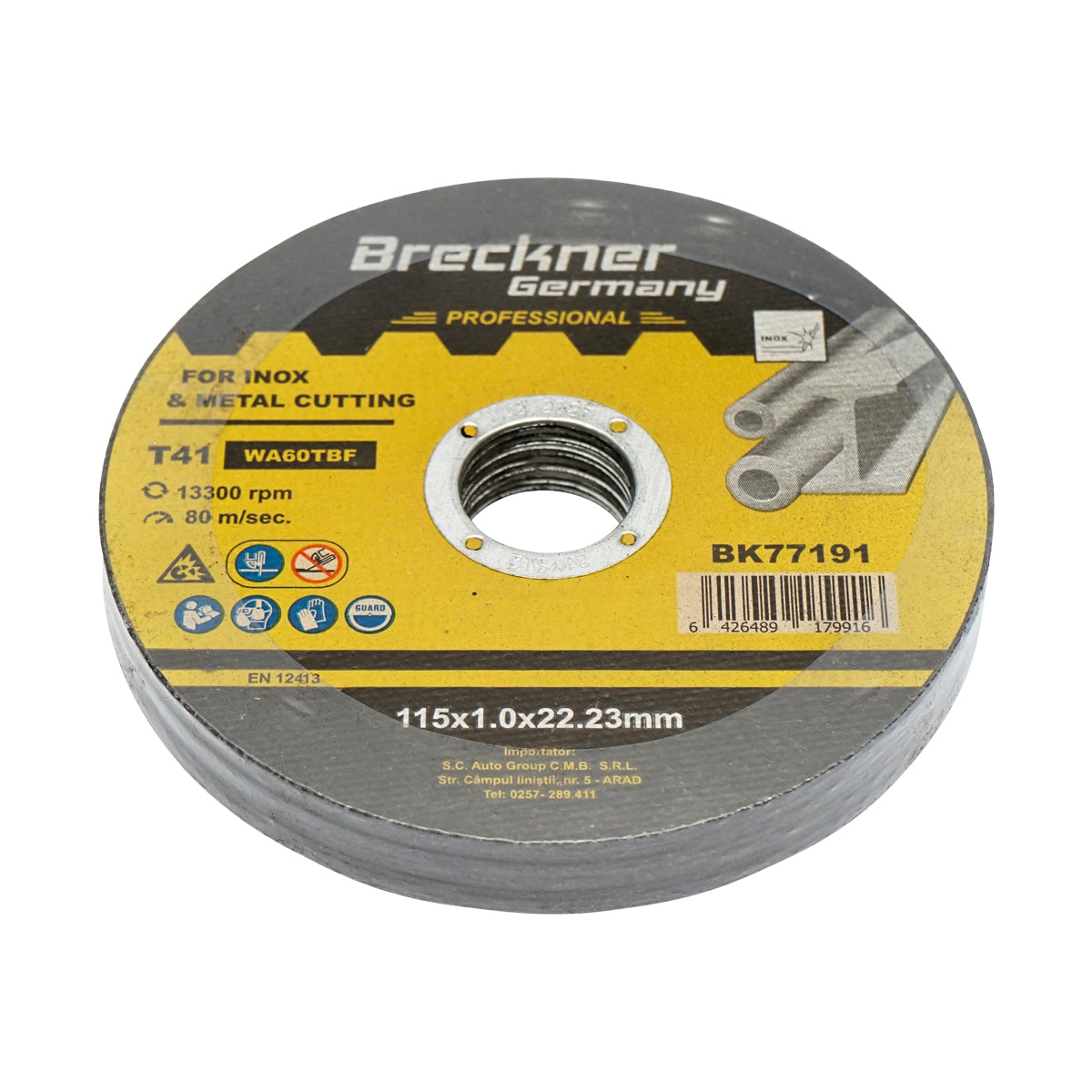 Flexible disc for cutting stainless steel T41 115x1.0x22mm Breckner Germany