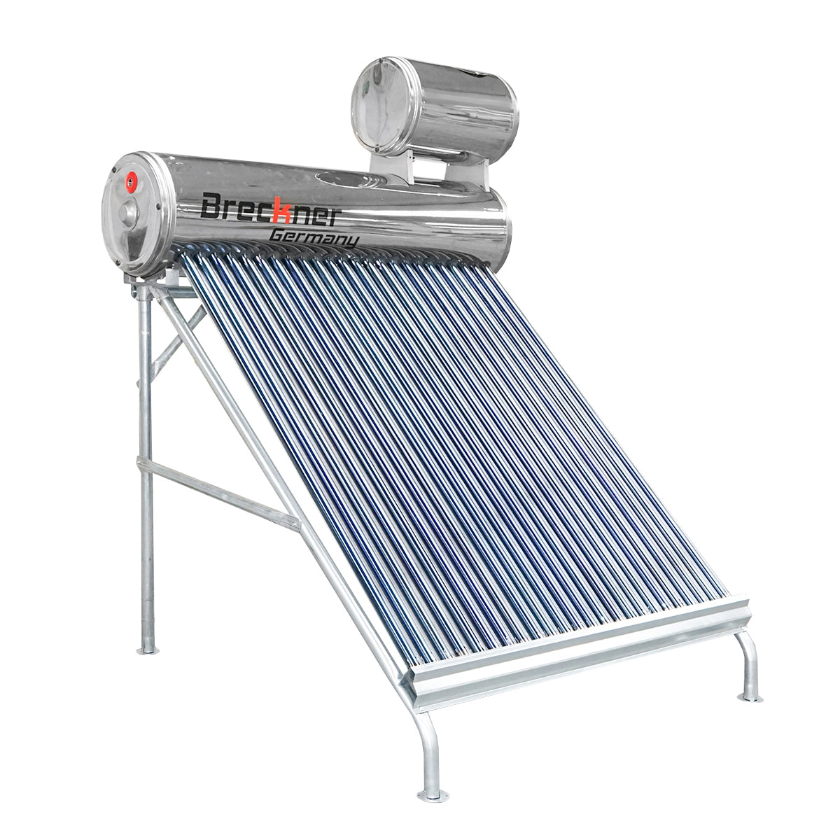 Unpressurized stainless steel solar panel with 24 tubes for hot water, 170L boiler, 1650x2200x1820mm Breckner Germany
