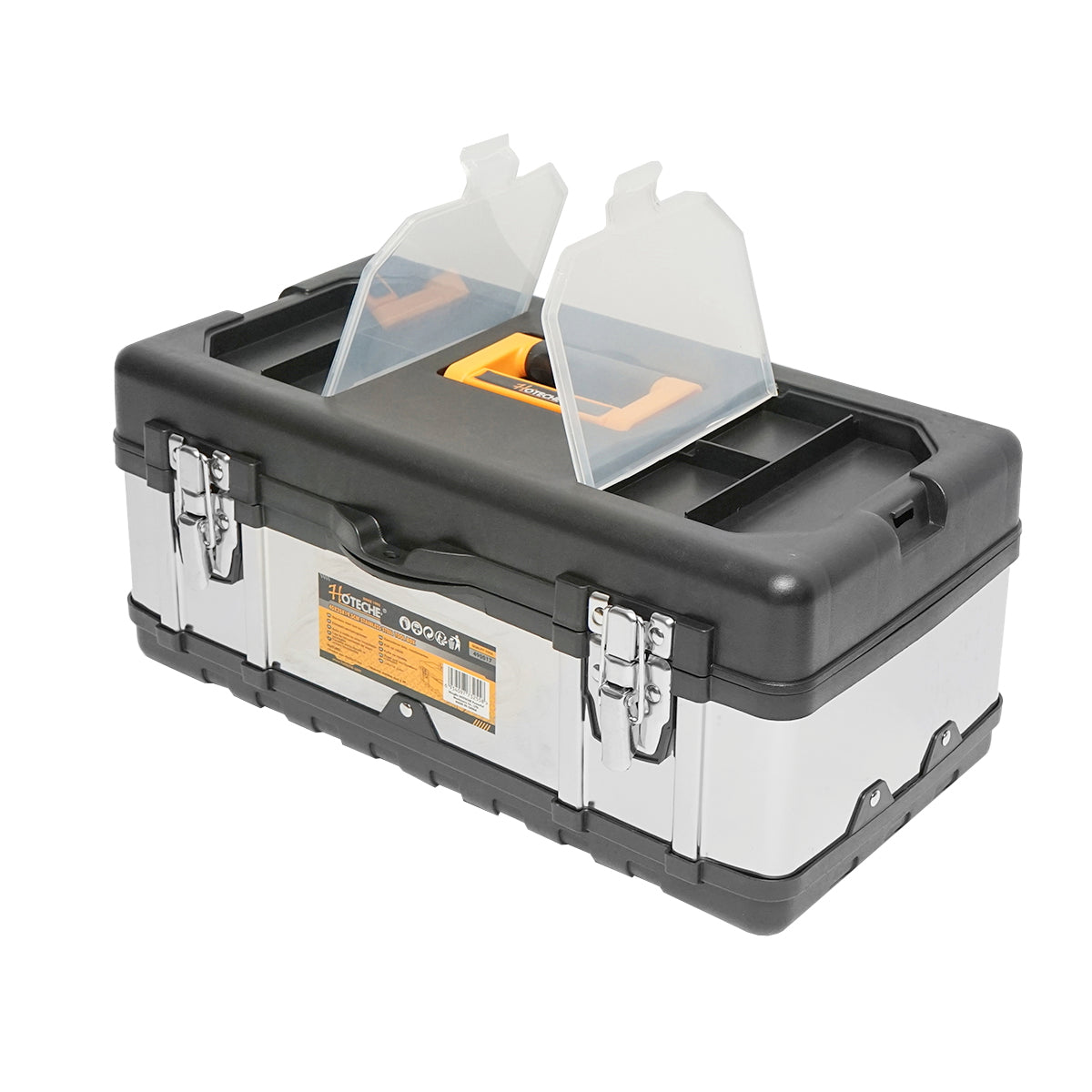 Stainless steel toolbox with plastic lid 450x250x195mm Hoteche