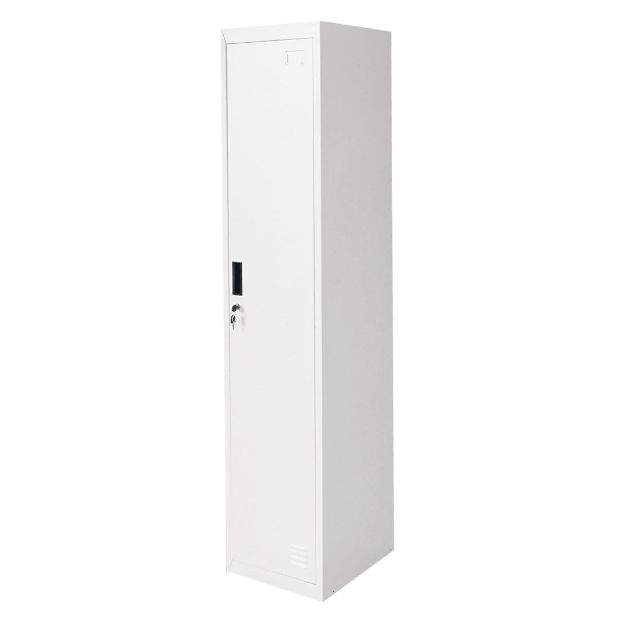 Double metal locker cupboard 1800x450x380mm with secure door, 2 shelves, bar, mirror and ventilation, gray Breckner Germany