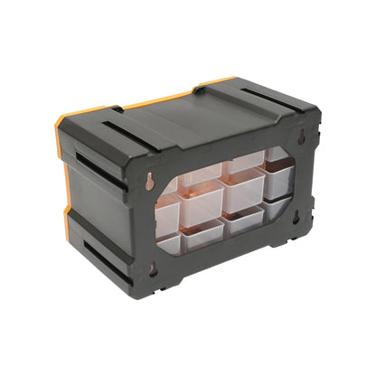 Modular yellow plastic storage box, 12 drawers 158x266x170mm Breckner Germany