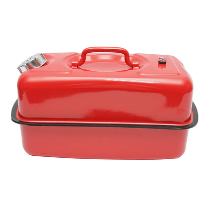 Horizontal metal canister 10L with flexible hose and screw cap