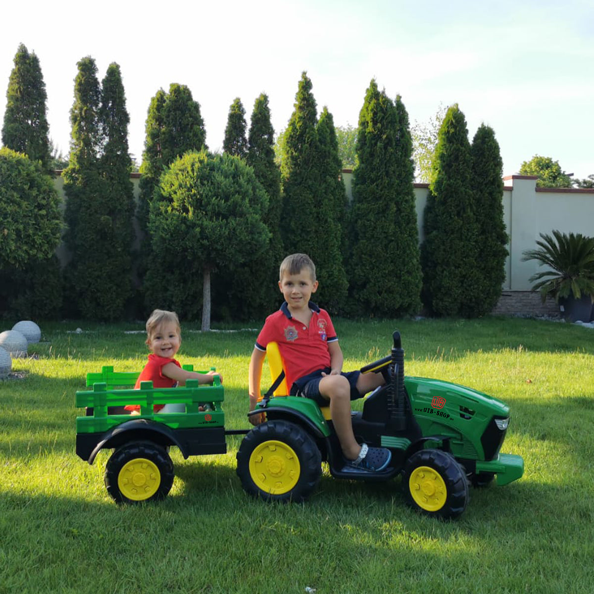 Electric tractor with remote control trailer and battery for children toy 1980x610x650mm