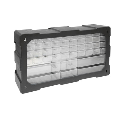 Green modular plastic storage box, 46 drawers 620x157x360mm Breckner Germany