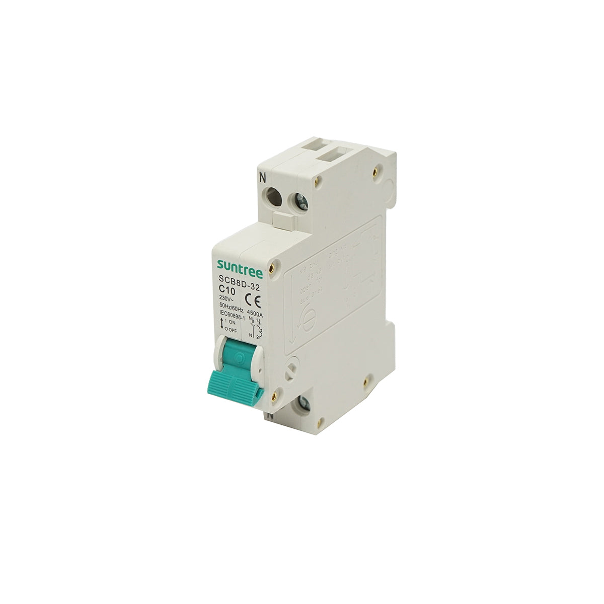Bipolar automatic circuit breaker 1P+N, 10A, 4.5kA Suntree