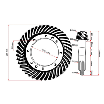 Conical group front U-650 U-651 (7 teeth pinion with 41 teeth crown)