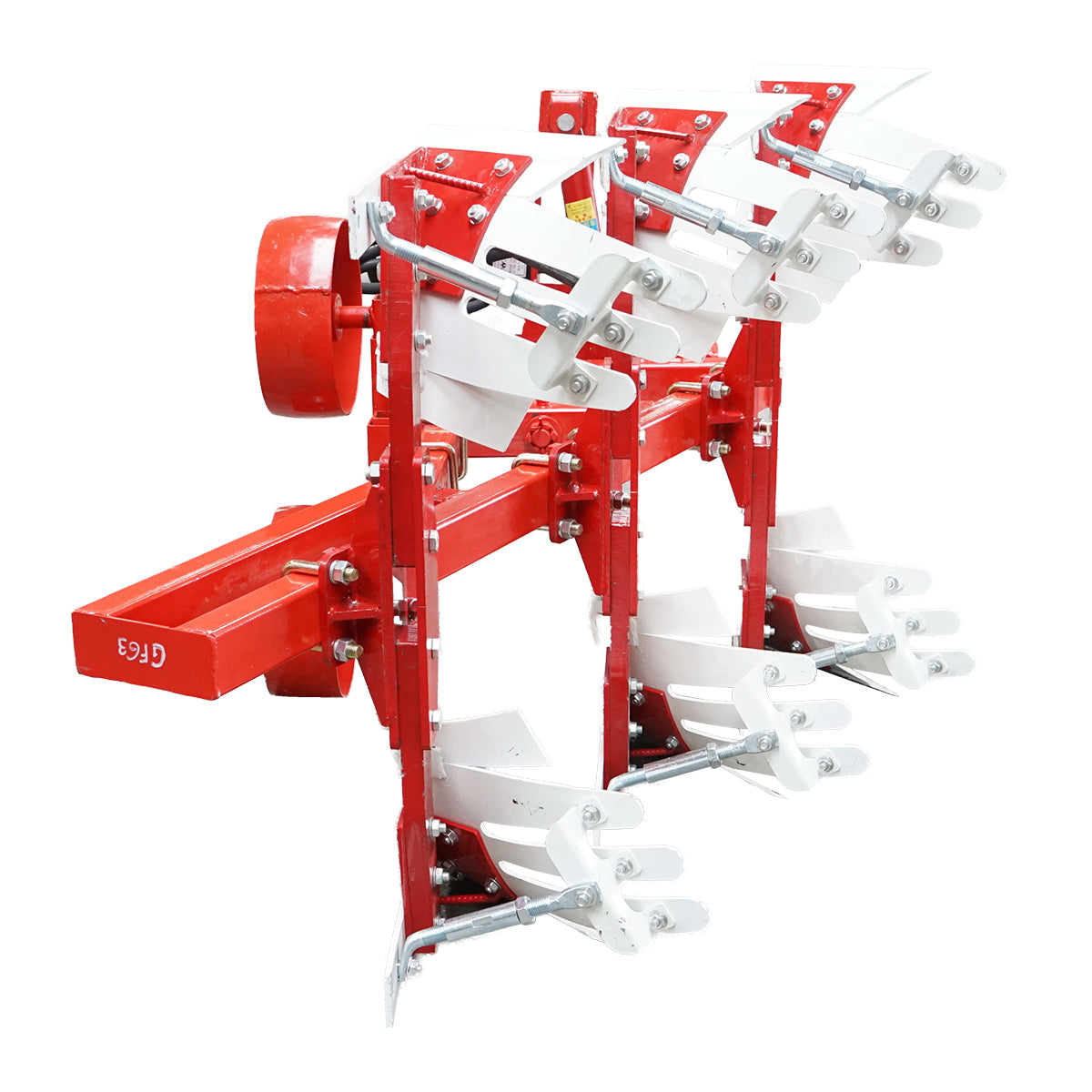 Agricultural plow with 3 reversible hydraulic bodies, Konig Traktoren serrated shares.