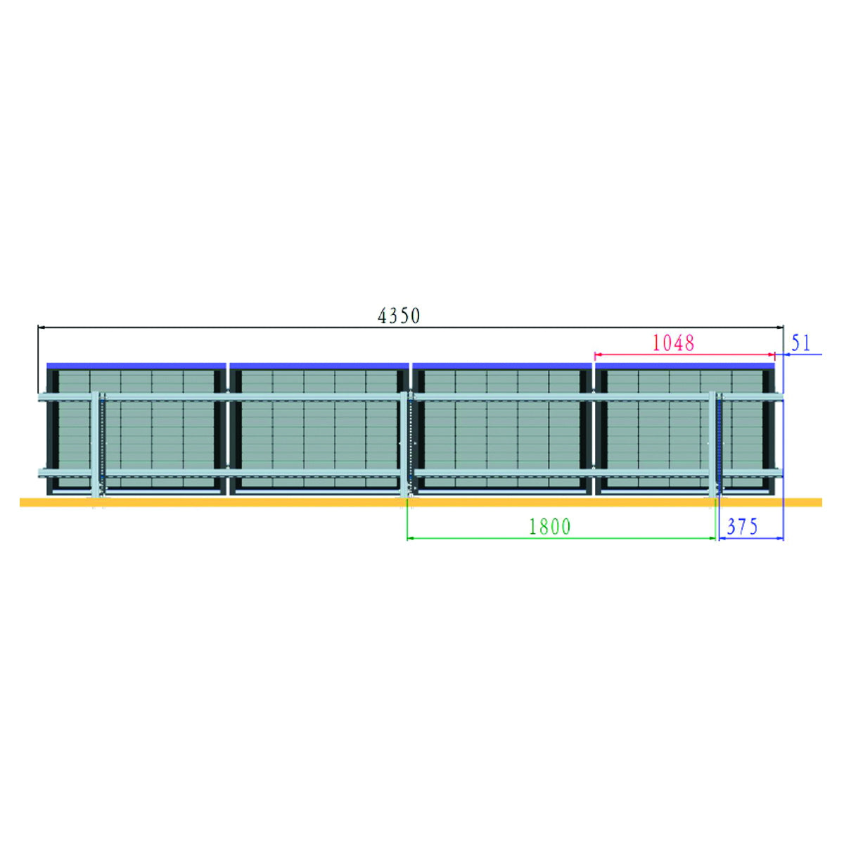 Complete mounting system on concrete for 4 photovoltaic solar panels with a 20-degree angle Breckner Germany